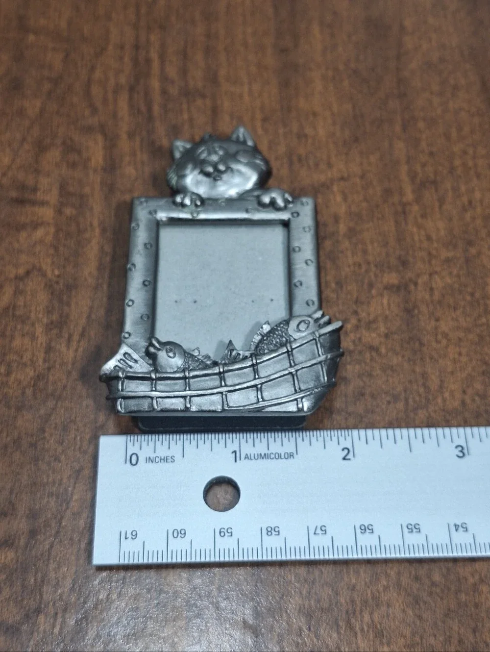 Set Of 2 Connoisseur Heavy Silvertone 3D Kitty Cat Mini Picture Frames Whimsical